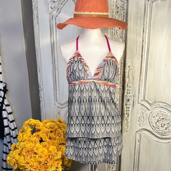 PrAna Patterned Halter Neck Two Piece Swim Dress - Picture 1 of 13